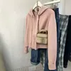 Abrigo-suéter de punto de lana pura, holgado estilo coreano, con doble cremallera, para mujer, engrosado para otoño e invierno, cárdigan corto y favorecedor
