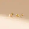 Pendientes de Plata de Ley S925 Nalan Moda Commute Pendientes de Hilo con Perlas Diseño de Estilo Fresco con Pendiente M08396