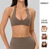 Sujetador deportivo cruzado para mujer con cuello halter y almohadillas extraíbles en el pecho, ropa de fitness, ropa interior ajustada para correr, yoga, Pilates