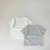 Camiseta de Color Sólido Ropa Infantil Niños Niñas Manga Corta Verano Infantil Elegante Modal Transpirable Bebé Delgada Capa Base Superior