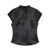 Ropa de Moda para Mujer 2026 Nuevo Estilo Europeo y Americano Camiseta de Moda Estilo Cheongsam con Decoración de Botón Lateral B483013