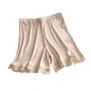 Shorts de Seguridad de Seda de Cintura Alta para Mujer, Encaje Sin Costuras Antienroscado Ropa Interior de Seda Antiexposición