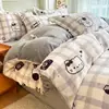 26 Juego nuevo de sábanas de cuatro piezas, forro polar de doble cara, terciopelo de leche, cálido de invierno, estampado pequeño y fresco, juego de ropa de cama de tres piezas