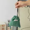 Bolsa de almacenamiento de pana de color sólido de gran capacidad, bolsa de cosméticos con cordón, bolso rojo portátil para mujer, monedero