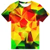 Camiseta de manga curta estampada digitalmente em 3D, popular no exterior, para o verão, solta, com efeito estereoscópico 3D para olho nu, sucesso europeu e americano