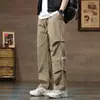 Pantalones de trabajo de pierna ancha de seda helada finos para hombre, sueltos, de pierna recta, de verano, nuevos, transfronterizos, pantalones cargo, pantalones casuales de moda
