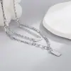 Collar plateado de doble capa para mujer con colgante cuadrado, cadena para la clavícula, nuevo accesorio de cuello de lujo ligero de moda, nicho, alta gama
