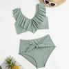 2026 Nuevo Traje de Baño Infantil de Dos Piezas Lindo con Volantes de Color Sólido Bikini de Triángulo de Cintura Alta para Aguas Termales Aliexpress