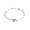 Cadena de eslabones ovalados para clip de papel Acero inoxidable que no se decolora Cadena de alambre cuadrado para clip de papel Pulsera con cierre de mosquetón