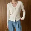Cardigan de Punto para Mujer, Estilo Nuevo de Verano en Lyocell Tencel Seda con Protección Solar, Top Fresco y Transpirable con Cuello en V, Camisa para Aire Acondicionado
