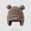 Chapéu Gorro de Inverno Outono com Orelhas de Ursinho para Crianças Chapéu de Listras com Letras Chapéu Pulôver Unissex para Bebê Chapéu à Prova de Vento para Exterior