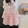 Vestido de menina terno inverno forrado de lã infantil estilo ocidental saia de inverno bebê meninas vestido de inverno vestido de princesa