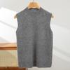 Estilo Nuevo Otoño 2025 Transfronterizo Camiseta Básica sin Mangas de Cuello Medio Alto para Mujer, Top de Punto sin Mangas, Chaleco, Top de Punto Interior