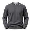 Sudadera Casual de Forro Polar Lisa Suelta para Hombre Otoño/Invierno 2026 con Cremallera Diagonal Única y Cuello Redondo