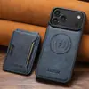 Adequado para iPhone 18 Pro Carregamento Sem Fio Magnético Magsafe Samsung S26U Porta-Cartões Capa de Couro para Celular