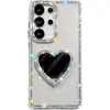 Funda para Teléfono con Soporte en Forma de Corazón, Espejo, Diamantes Brillantes, IMD, Estilo Girly, Adecuada para Apple 17Air Niche 16E 13Promax