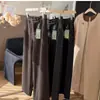 Calça de Lã Acetato Lã Grossa Aquecida Cintura Alta Reta Justa Perna Larga para Mulheres Outono Inverno C1025Y