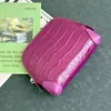 Bolso Multifuncional Portátil de Cuero Genuino para Mujer, Neceser de Viaje, Bolso de Cosméticos de Piel de Vaca de Capa Superior con Patrón de Cocodrilo