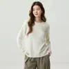 Suéter 100% Cachemir Puro Ropa Interior Otoño Invierno Nuevo Estilo para Mujer Cuello Redondo Capa Base Estilo Dulce Grueso Color Puro Suéter Cálido