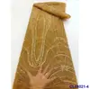 Vestido de Noite Francês com Bordado de Miçangas, Renda de Tule, Tecido de Renda para Vestido de Casamento, Renda para Noiva