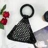 Design de Nicho Bolsa Europeia e Americana com Contas Bolsa de Mão Triangular Vazada Feita à Mão Estilo Doce Cool Bolsa para Encontro Festa à Noite ins