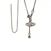 Collar Largo Ajustable con Colgante de Lazo Estilo Coreano para Mujer, Cadena Versátil Simple y Única para Suéter, Accesorio para el Cuello, Gargantilla