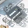 Juego de mesa y sillas de comedor de mimbre para exteriores estilo nórdico para balcón, cafetería, tienda de té con leche, área de ocio al aire libre, mesa de té para exteriores y sillas de mimbre