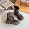 Botas de Meia-Cança Versáteis para Meninas 2026 Novo Estilo Coreano Estilo Britânico Estilo Coreano Fivela Outono/Inverno