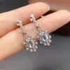 Pendientes Transfronterizos de Aguamarina Natural para Mujer, Joyería de Plata 925 de Gama Alta de Nicho, Venta Directa de Fábrica de Joyería 4*6