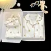 Pijama infantil de algodón nube para primavera y otoño transfronterizo, conjunto de manga larga con cuello camisero fino para niños, ropa de casa para niños mayores, comercio exterior