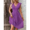 2026 Nuevo Vestido de Moda Europeo y Americano para Mujer de Amazon de Longitud Media con Diseño Hueco, Vestido Adelgazante de Cuello en V Talla Grande