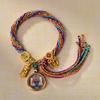 Cuerda de Mano Xizang Tejida a Mano Recurrente Cuerda de Mano Pequeña Pulsera Thangka Cuerda Thangka Dios de la Riqueza Madre Verde Zakilam