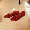 Pantuflas de Piel de Oveja Uva Mamá Tacón 6cm de Alto para Mujer Verano Chanclas Estilo Hada Ropa de Exterior Tira Fina Cuña Chanclas