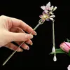 Horquilla para el Cabello con Flor y Mariposa Estilo Óleo Antiguo, Estilo Chino Nuevo con un Toque de Alta Gama, Adecuada para Peinados Diarios de Hanfu y Qipao, Horquilla con Borla