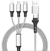 Cable de Carga Rápida 3 en 1 de 100W con Trenzado de Nylon para Teléfonos Móviles Apple y Android TYPE-C, Directo de Fábrica