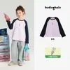 Pudding Haru Roupa Infantil Estilo Novo de Primavera Camiseta Raglan Color Block para Meninas, Camiseta Básica de Manga Longa com Gola Redonda 100% Algodão Infantil
