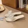 Sandalias de Exterior Transparentes con Tacón Grueso para Mujer, Estilo Hada, Nuevo Modelo Verano 2026, Sandalias de Dedo con Tacón Alto y Lazo de Perlas para Celebridades de Internet