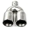 Modificação de carro ponteira de escapamento dupla de aço inoxidável 63/67-89-250mm camada dupla borda reta borda enrolada ponteira de um para dois