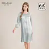 Bata de Noche de Seda Estilo Francés para Mujer de Primavera y Verano, Vestido Holgado y Cómodo de Seda 100% de Alta Gama, Bata para Estar en Casa