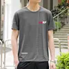 [Entrega rápida] Camiseta masculina de manga curta em malha de seda gelada, verão, solta, gola redonda, casual, versátil, tendência
