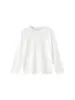 Camiseta Feminina Manga Longa Lisa Gola Redonda Solta Outono Inverno Inicial Leve Algodão Floco de Neve Camada Base Temperamento Suave Versátil