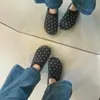 Diadema de Peluche Retro de Lunares 2026 Otoño/Invierno Pantuflas para Mujer Suela Suave Cálidas de Interior para el Hogar Antideslizantes Pantuflas de Algodón Perezoso con Más Terciopelo