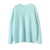 Suéter feminino de cachemira de alta qualidade, sem costura, modelagem solta, felpudo, gola redonda, peça de outer wear estilosa