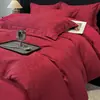 Conjunto de cama de alta qualidade Classe A, 60 fios, 100% algodão, jacquard acetinado, para casamento, quatro peças, na cor vermelho vivo, puro algodão de fibra longa