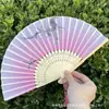 Leque Dobrável Estilo Antigo Transfronteiriço para o Verão, Estilo Chinês, Hanfu, Cheongsam, Leque Pequeno Dobrável de Bambu Portátil para Mulheres