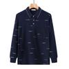 Top de Algodón de Manga Larga Holgado Grueso para Otoño e Invierno para Hombre de Mediana Edad Camisa Polo Casual con Solapa y Bolsillo