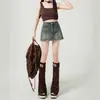Shorts de Mezclilla Azules Vintage para Mujer 2025 Tendencia Nueva Llegada Verano Cintura Alta Adelgazantes Forma A Culottes Hot Girl para Usar por Fuera