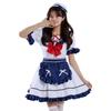 Vestido azul marino pequeño japonés Lolita Maid JK con lazo plisado y bonito vestido Lolita
