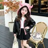 Chaqueta de cuero sintético estilo coreano para niñas, top de moda de primavera y otoño 2026 para niñas pequeñas