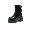 Botas de equitación de otoño e invierno, tacón grueso, punta redonda, suela gruesa, que aumentan la altura, adecuadas para mujeres petite, efecto adelgazante, versátiles botas de media pantorrilla